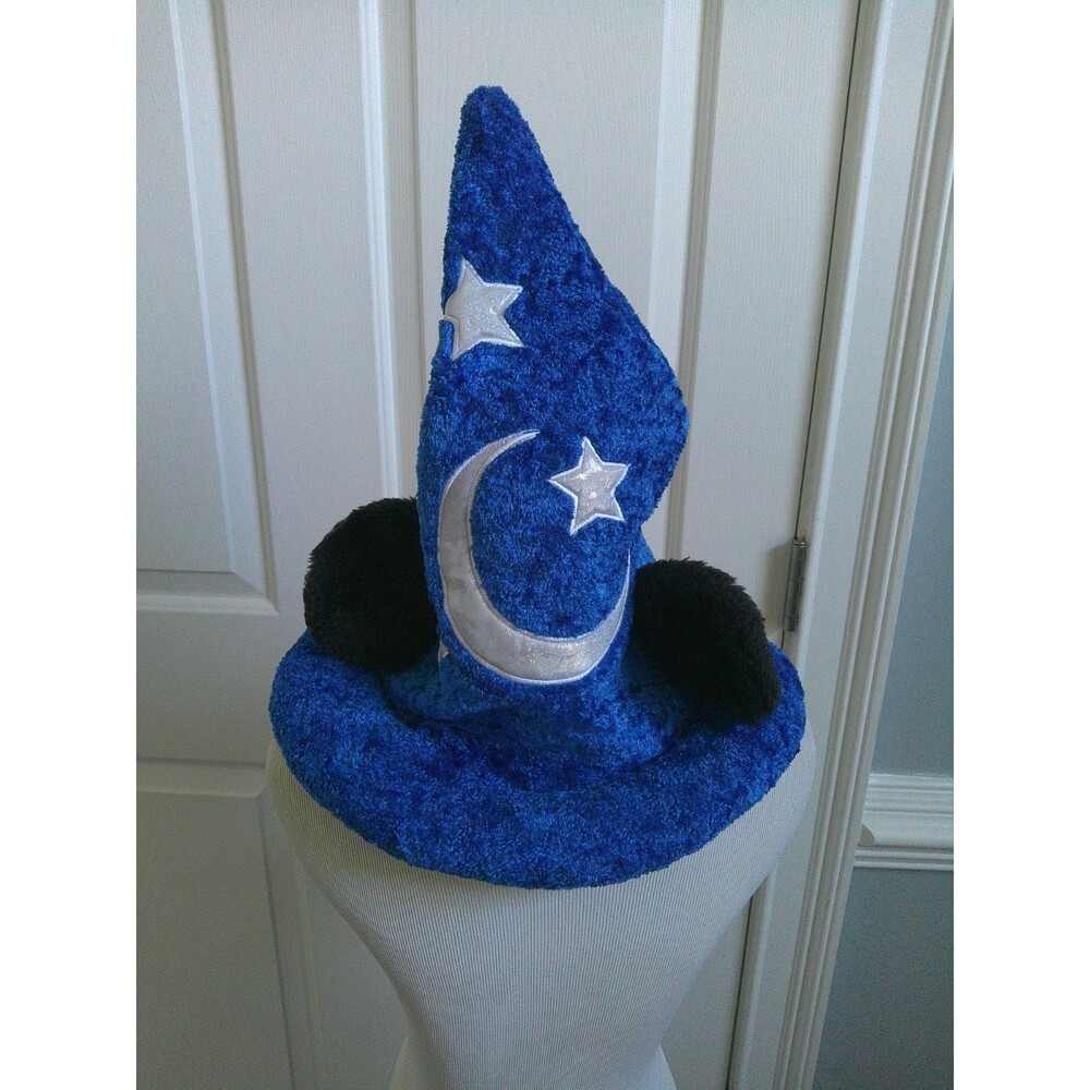 Disney Parks Sorcerer Mickey Mouse Fantasia Wizard Hat Plush Ears Blue Velvet
